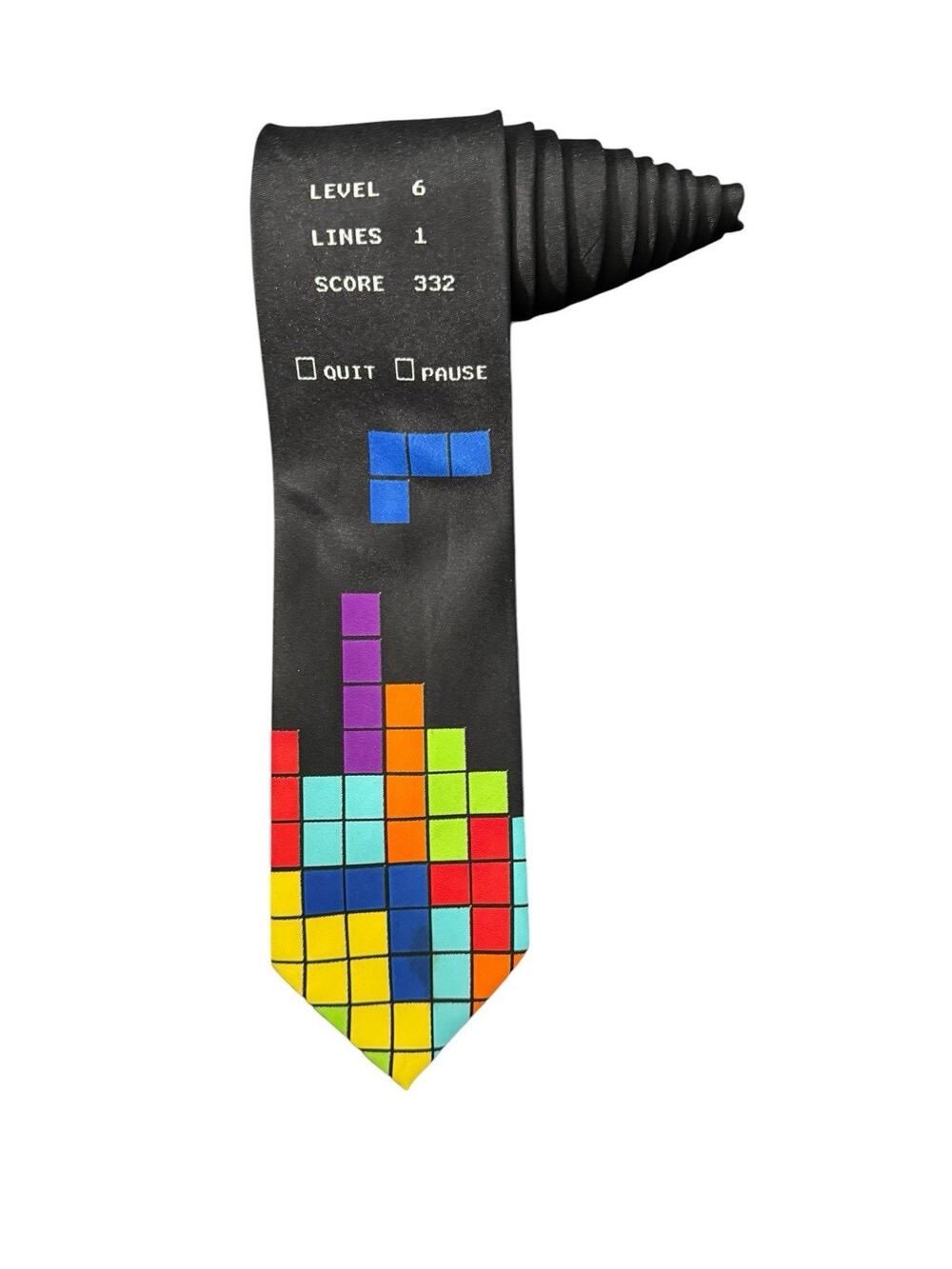 Vintage Game Neckwear Tetris Blocks Video Game Retro Novelty Necktie